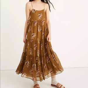 *NWOT Madewell Cami Tier Floral Metallic Dress